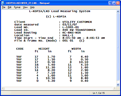 The L-KOPIA/LKO software creates a text file following a standard known in USA, Canada and Mexico. We can of course tailor the output to other standards.