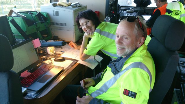 Janicke Oskarsen and Terje Vasset of JBV getting to know the LKO software onboard the EM50 geometry car outside Trondheim, Norway. The training program will continue next week with other members of the JBV Engineering team.